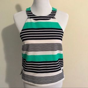 J.O.A Stipe Halter Cross Back Top